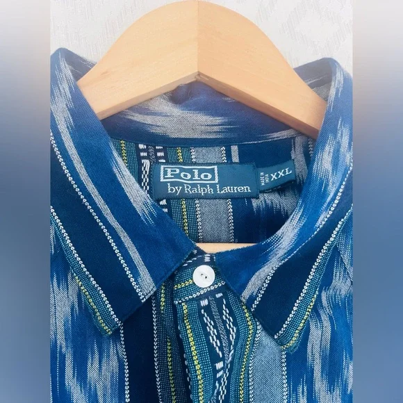 Vintage Polo Ralph Lauren Shirt Mens XXL Aztec Blue Southwest Cowboy Pearl Snap - Picture 3 of 8